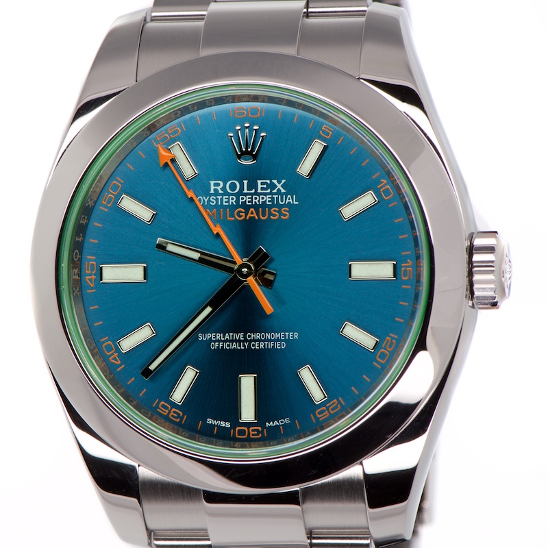 rolex with green glass